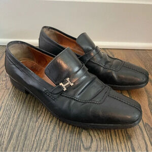 Vintage Hermes Paris black leather loafers size 9/10